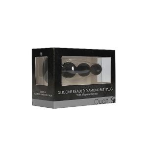 Silicone Beaded Diamond Butt Plug - Black - image 2