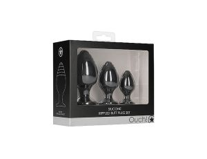 Rippled Butt Plug Set - Black - image 2