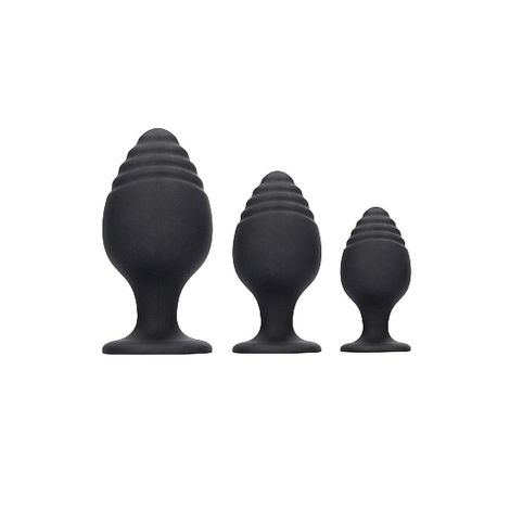 Rippled Butt Plug Set - Black