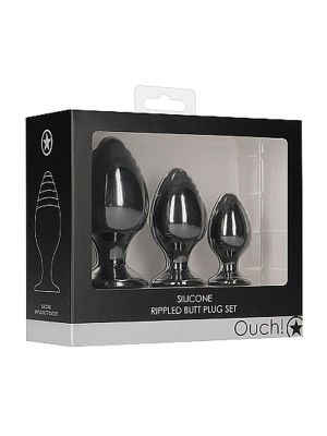 Rippled Butt Plug Set - Black - image 2