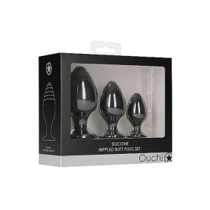 Rippled Butt Plug Set - Black - image 2