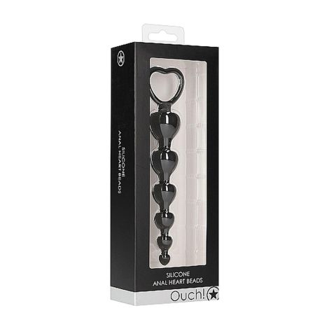 Anal Heart Beads - Black - 2