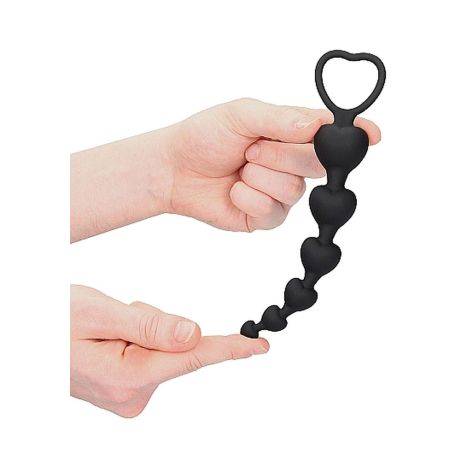 Anal Heart Beads - Black - 6