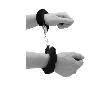 Pleasure Furry Hand Cuffs - With Quick-Release Button - 4