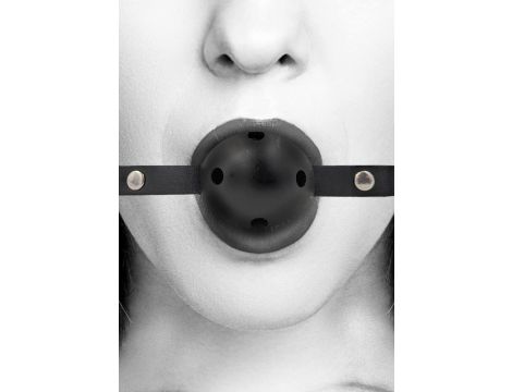 Breathable Ball Gag - With Bonded Leather Straps - 7