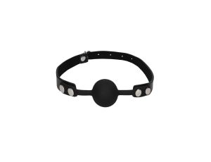 Silicone Ball Gag - with Adjustable Bonded Leather Straps - image 2