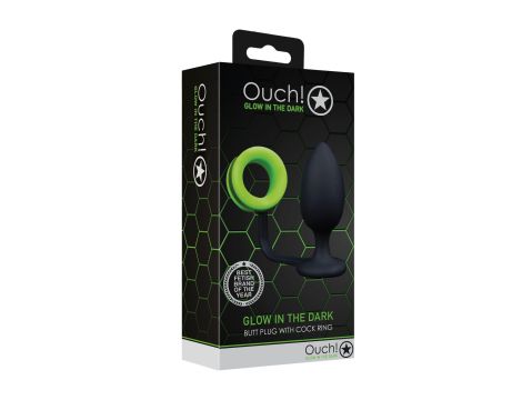 Butt Plug with Cock Ring - GitD - Neon Green/Black - 2