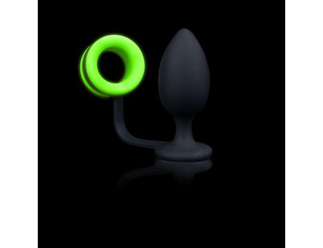 Butt Plug with Cock Ring - GitD - Neon Green/Black - 3