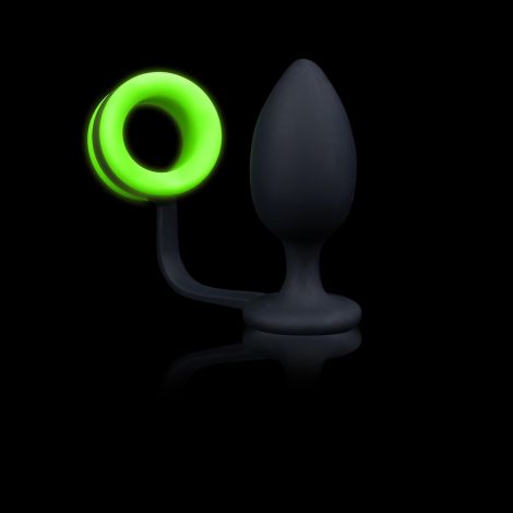 Butt Plug with Cock Ring - GitD - Neon Green/Black - 3