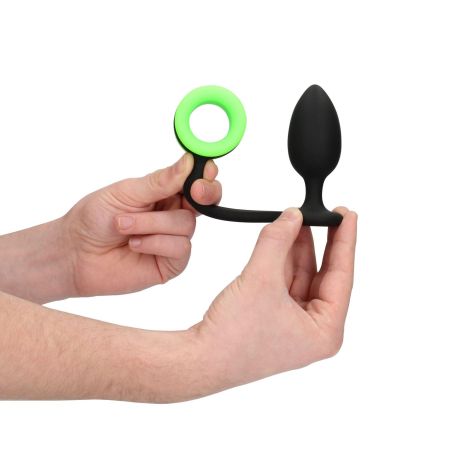 Butt Plug with Cock Ring - GitD - Neon Green/Black - 4