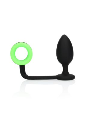 Butt Plug with Cock Ring - GitD - Neon Green/Black