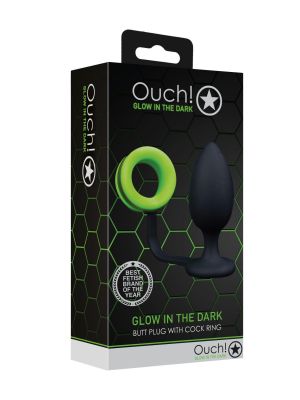 Butt Plug with Cock Ring - GitD - Neon Green/Black - image 2