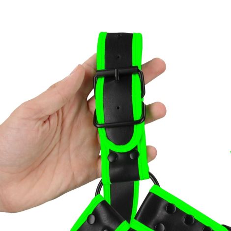 Buckle Bulldog Harness - GitD - Neon Green/Black - S/M - 3