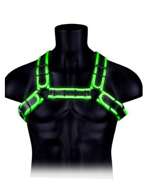 Buckle Bulldog Harness - GitD - Neon Green/Black - S/M