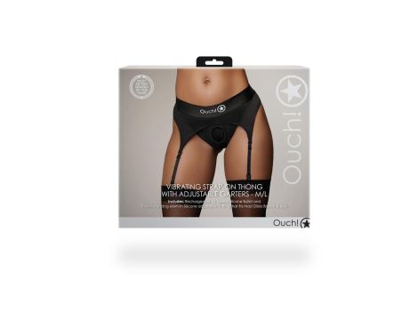 Vibrating Strap-on Thong with Adjustable Garters - M/L