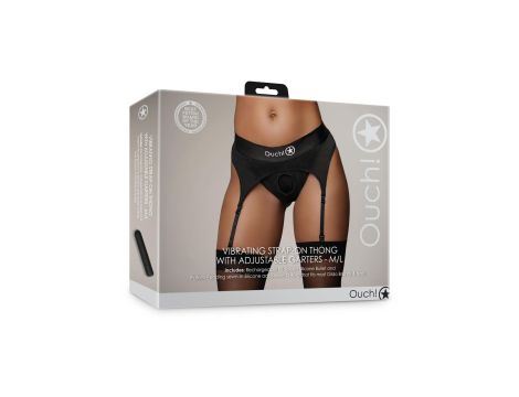 Vibrating Strap-on Thong with Adjustable Garters - M/L - 4