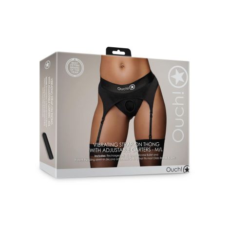 Vibrating Strap-on Thong with Adjustable Garters - M/L - 4