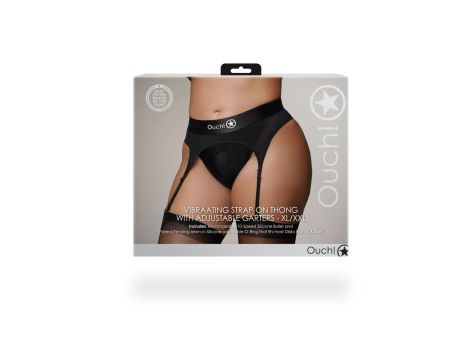 Vibrating Strap-on Thong with Adjustable Garters - XL/XXL