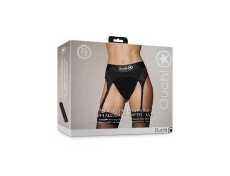 Vibrating Strap-on Thong with Adjustable Garters - XS/S