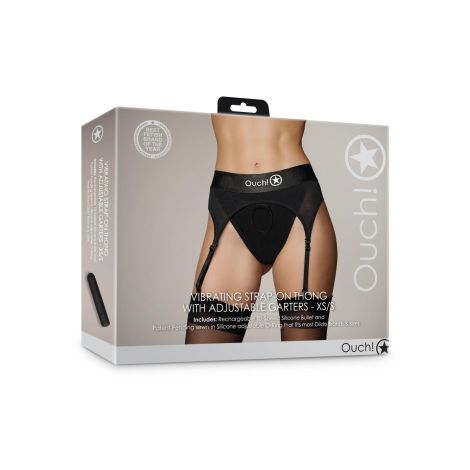 Vibrating Strap-on Thong with Adjustable Garters - XS/S - 4