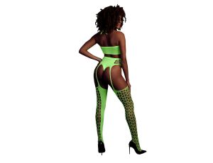 Two Piece with Crop Top and Stockings - Green - XS/XL - image 2