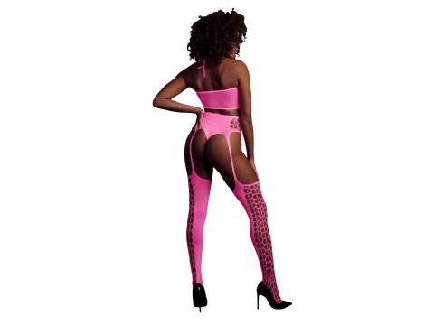 Two Piece with Crop Top and Stockings - Pink - XS/XL - 2