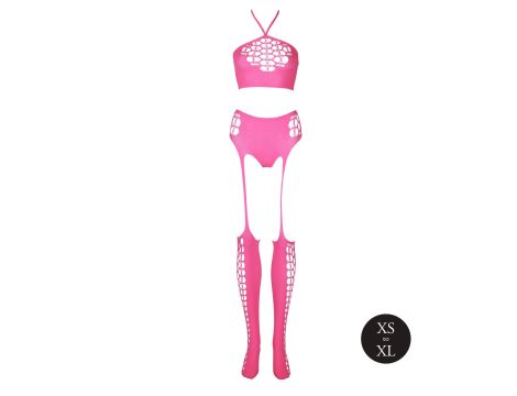 Two Piece with Crop Top and Stockings - Pink - XS/XL - 6