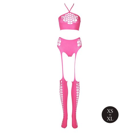 Two Piece with Crop Top and Stockings - Pink - XS/XL - 6