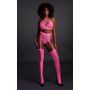 Two Piece with Crop Top and Stockings - Pink - XS/XL - 5