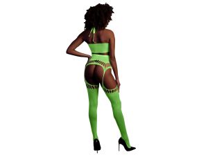 Two Piece with Crop Top and Stockings - Green - XS/XL - image 2