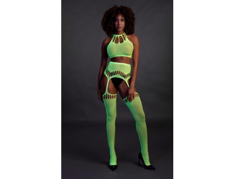 Two Piece with Crop Top and Stockings - Green - XS/XL - 4