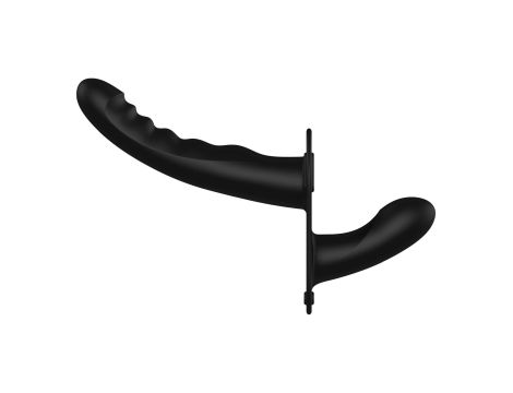 Ouch! - Dual Silicone Ribbed Strap-On - Adjustable - Black