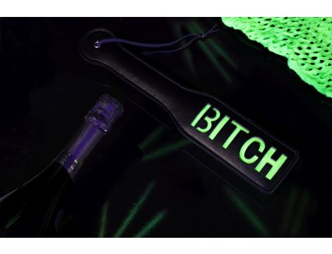 'Bitch'' Paddle - Glow in the Dark - Black/Neon Green - 7