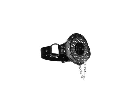 Open Mouth Gag with Plug Stopper - Black - 8