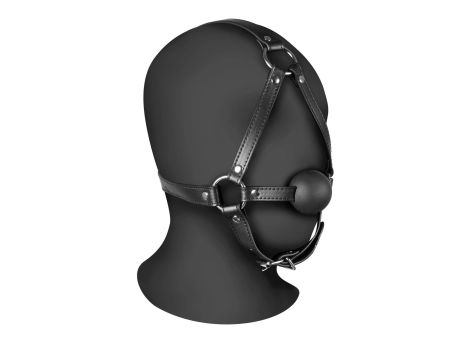 Head Harness with Solid Ball Gag - Black