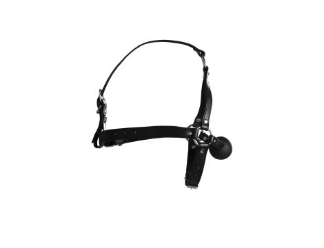 Head Harness with Solid Ball Gag - Black - 5