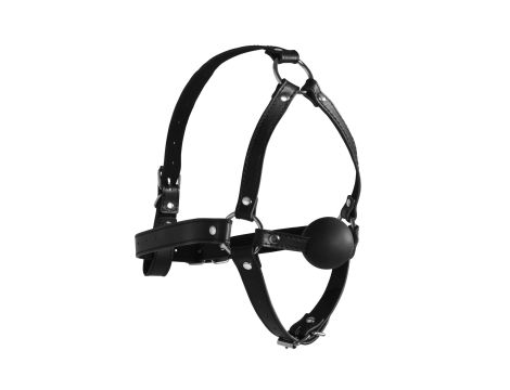 Head Harness with Solid Ball Gag - Black - 6