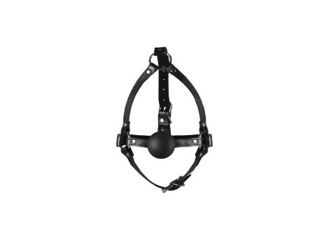 Head Harness with Solid Ball Gag - Black - 8