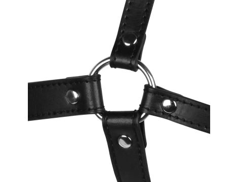 Head Harness with Solid Ball Gag - Black - 9