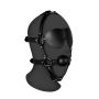 Blindfolded Head Harness with Solid Ball Gag - Black - 2