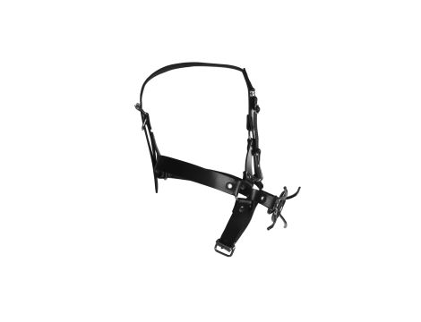 Head Harness with Spider Gag and Nose Hooks - Black - 9