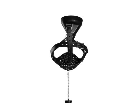 Open Mouth Gag Head Harness with Funnel - Black - 9