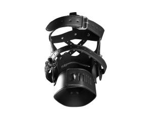 Head Harness with Zip-up Mouth and Lock - Black - image 2