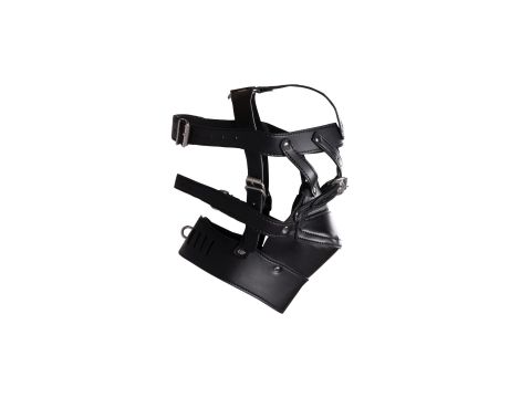 Head Harness with Zip-up Mouth and Lock - Black - 5