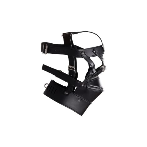 Head Harness with Zip-up Mouth and Lock - Black - 5