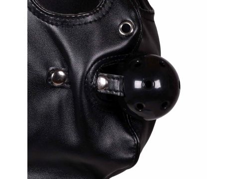 Blindfolded Mask with Breathable Ball Gag - Black - 8