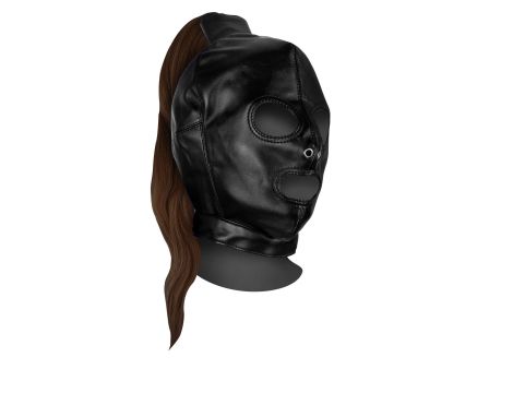 Mask with Brown Ponytail - Black