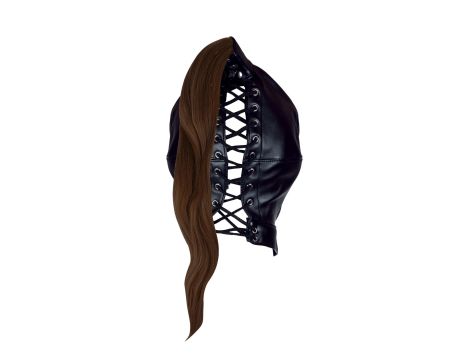 Mask with Brown Ponytail - Black - 5