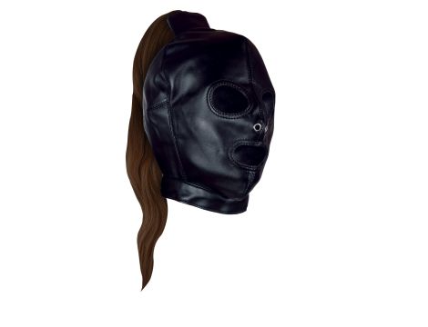 Mask with Brown Ponytail - Black - 7