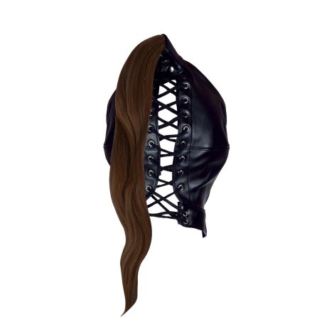 Mask with Brown Ponytail - Black - 5